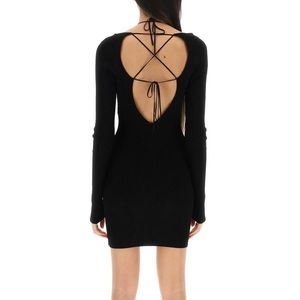 Nensi Dojaki Ribbed Mini Black Dress Size XS NEW w/ out tags